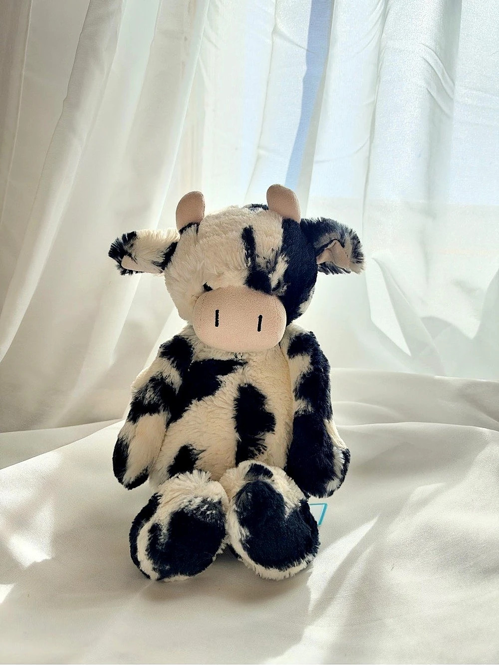 Jellycat Bashful Cow Plush Stuffed Animal Black & White NWT